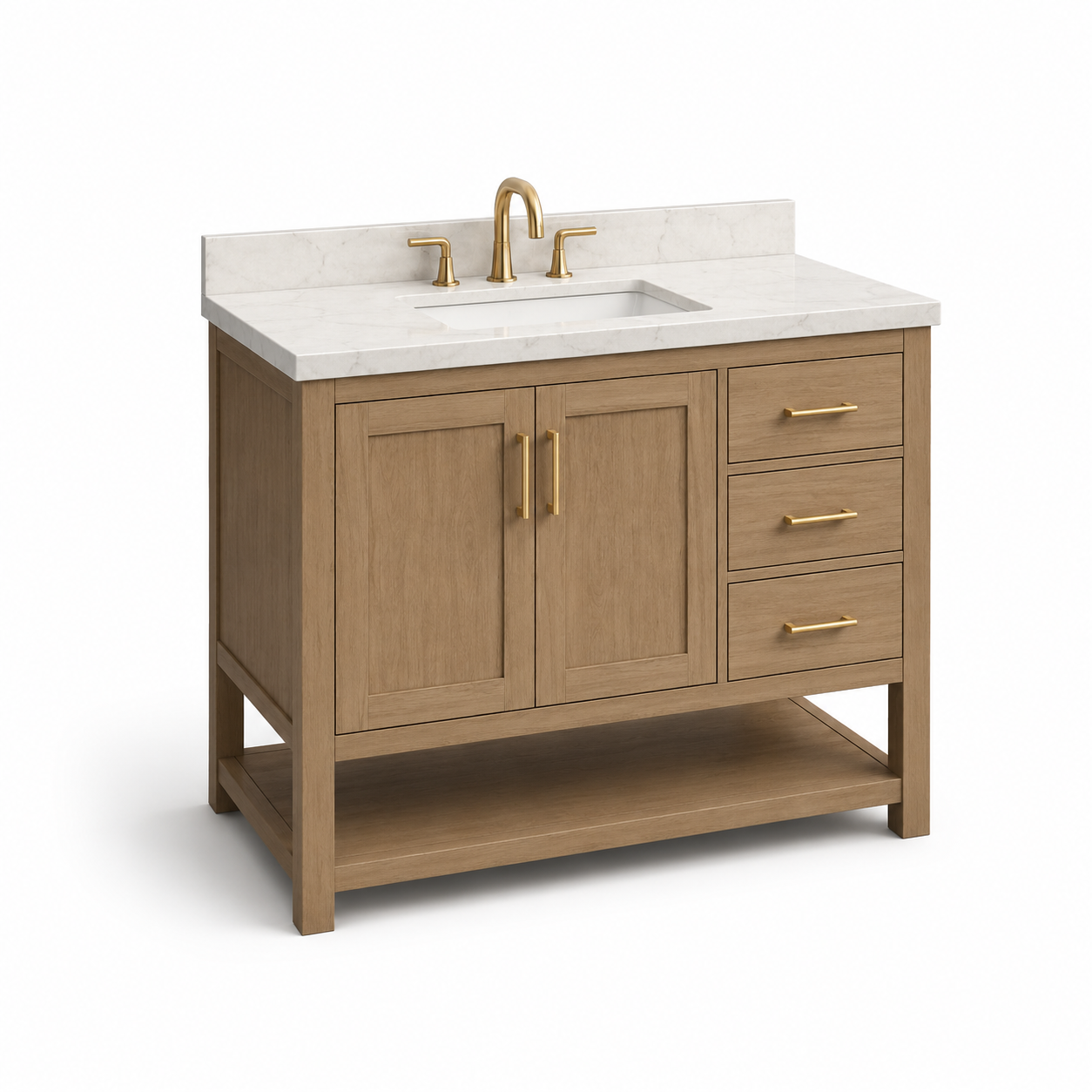 A stone-top vanity