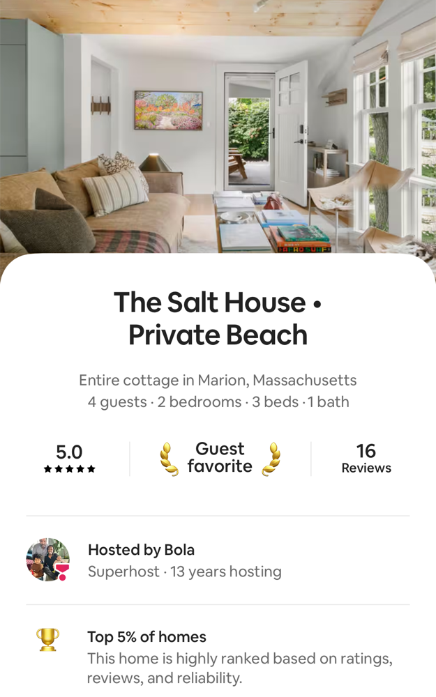 The Salt House, Private Beach — Marion, Massachusetts, Superhost, 16 reviews